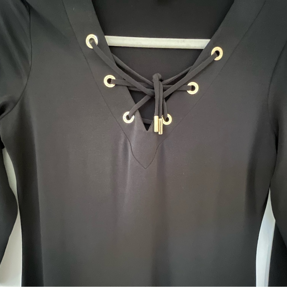 Calvin Klein Sheer Black Mini Pencil Dress